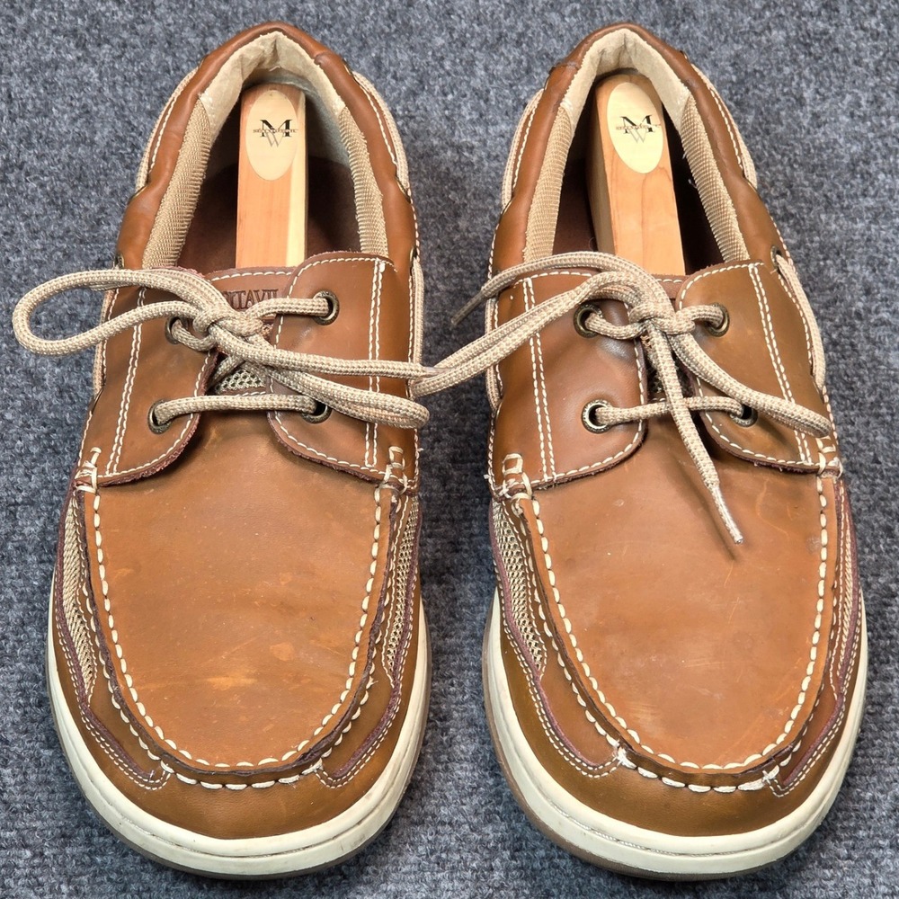 Margaritaville Anchor Lace Up Boat Shoes Mens 13 Brown Leather Mesh